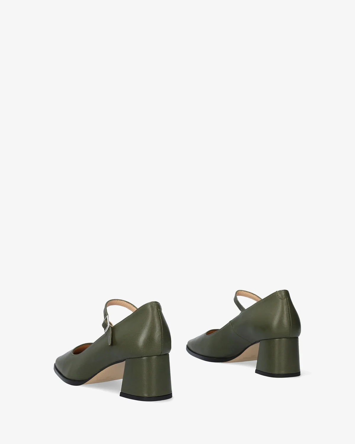 Salón Mary Jane con tacón de piel kaki