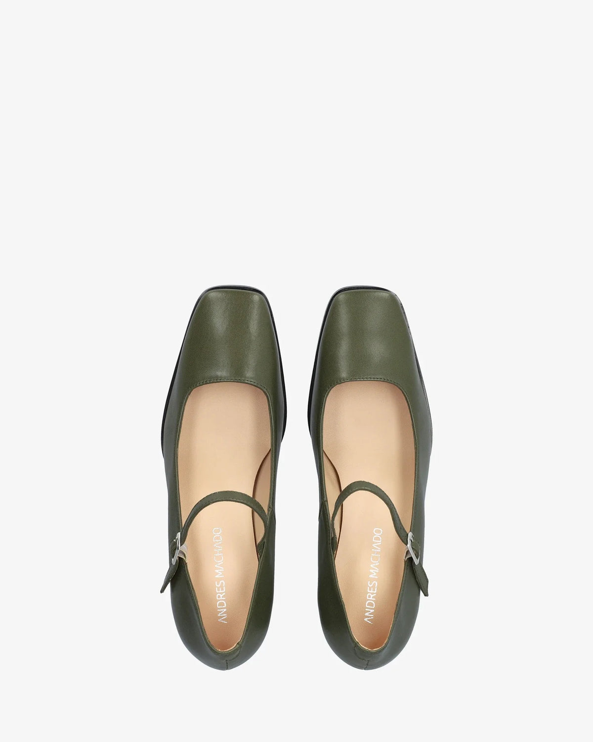 Salón Mary Jane con tacón de piel kaki