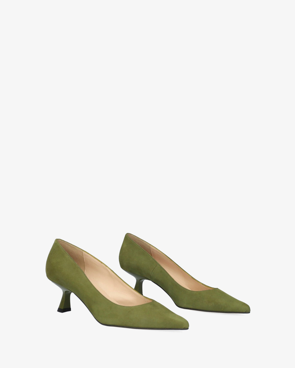 Heeled shoes in kaki suede
