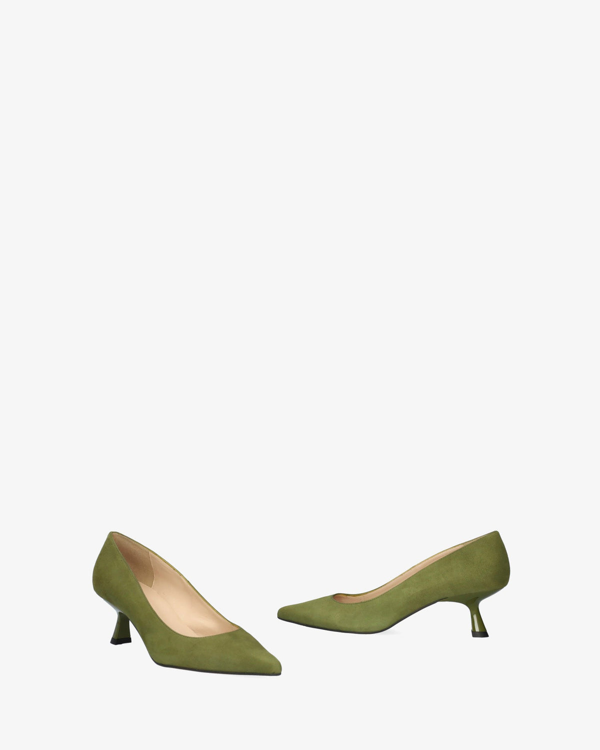Heeled shoes in kaki suede
