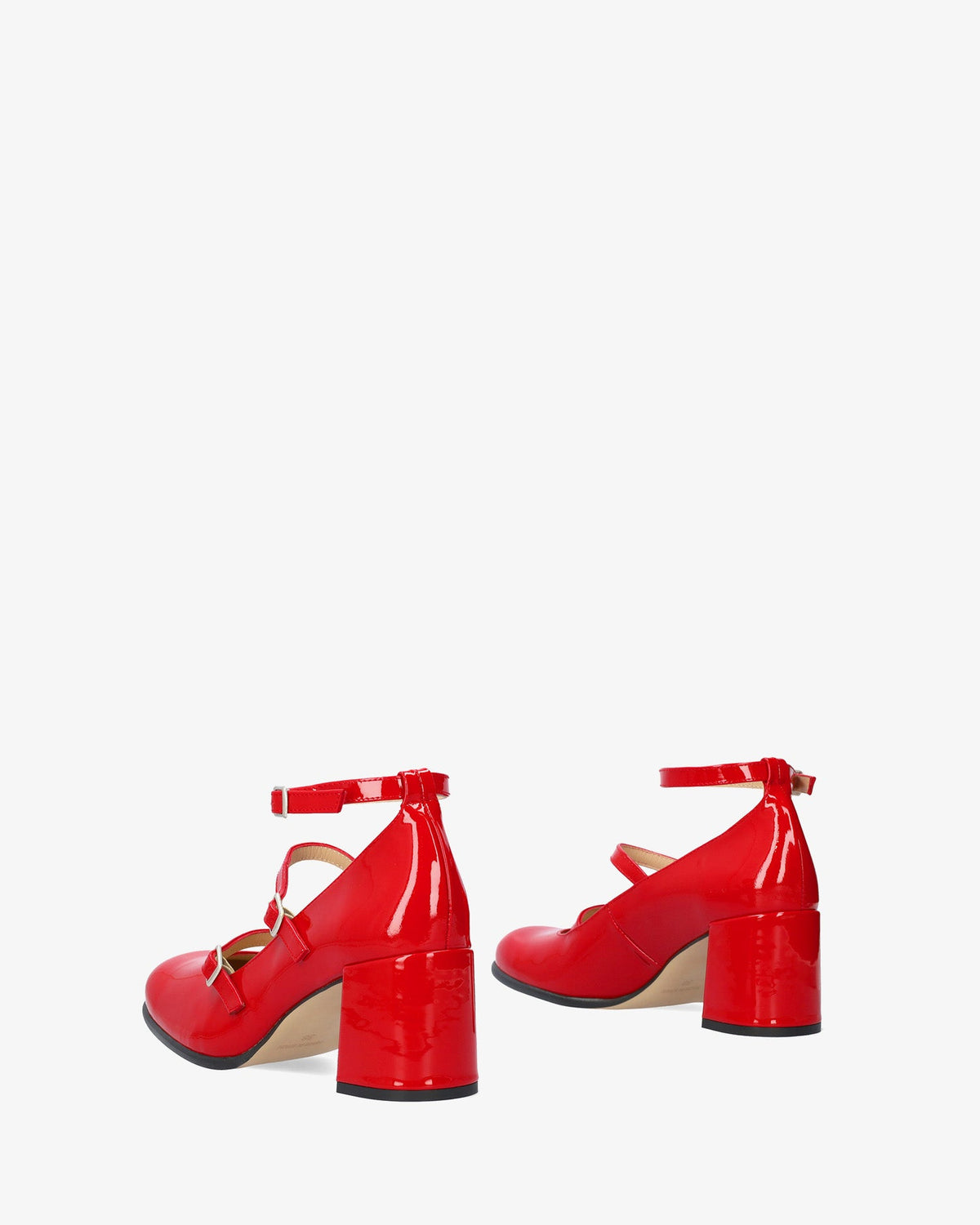 Mary Jane shoes with red patent leather heels