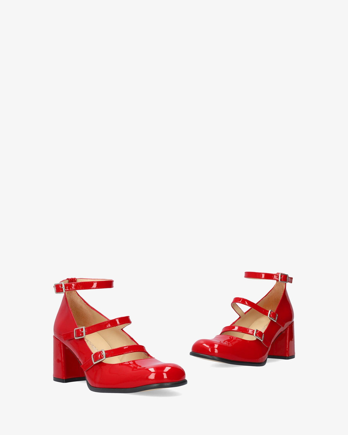 Mary Jane shoes with red patent leather heels