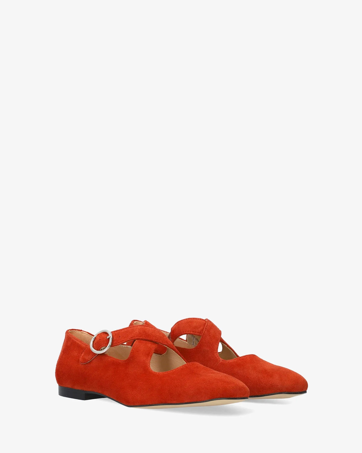 Orange suede flat ballerina flat