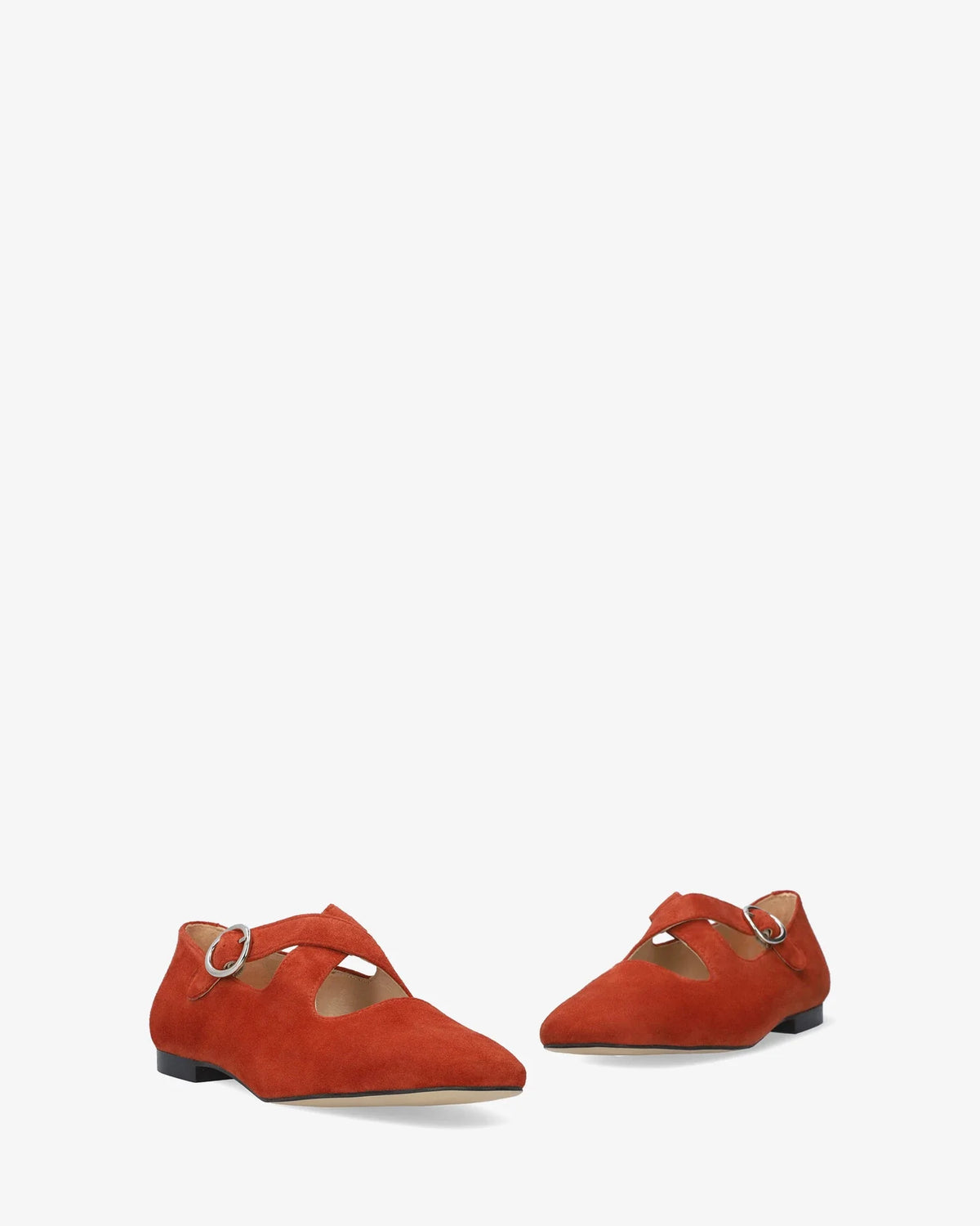 Orange suede flat ballerina flat