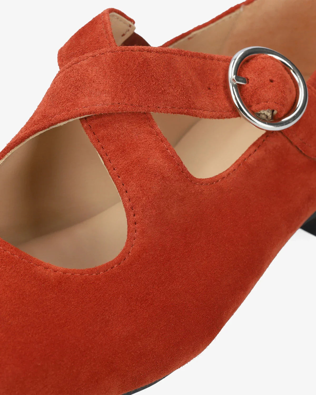 Orange suede flat ballerina flat