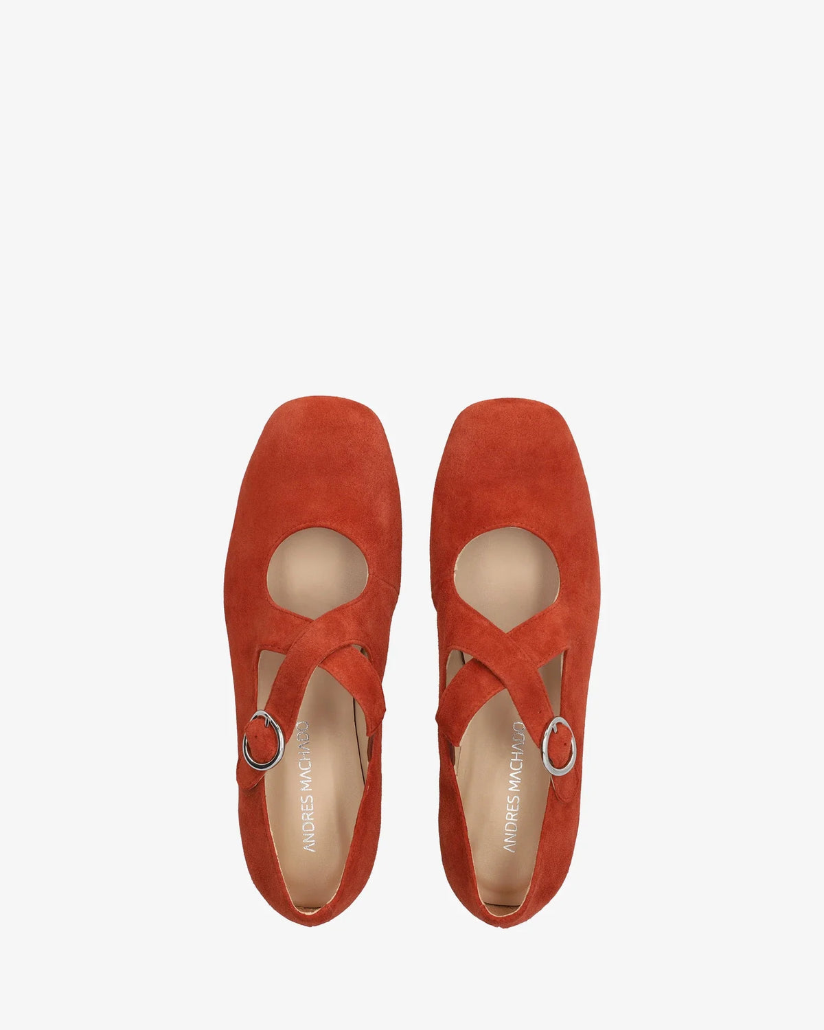 Orange suede flat ballerina flat
