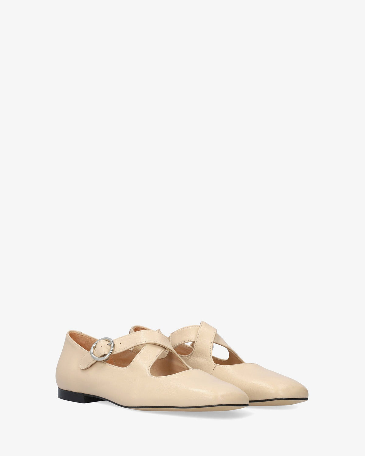 Bailarina plana de piel marfil
