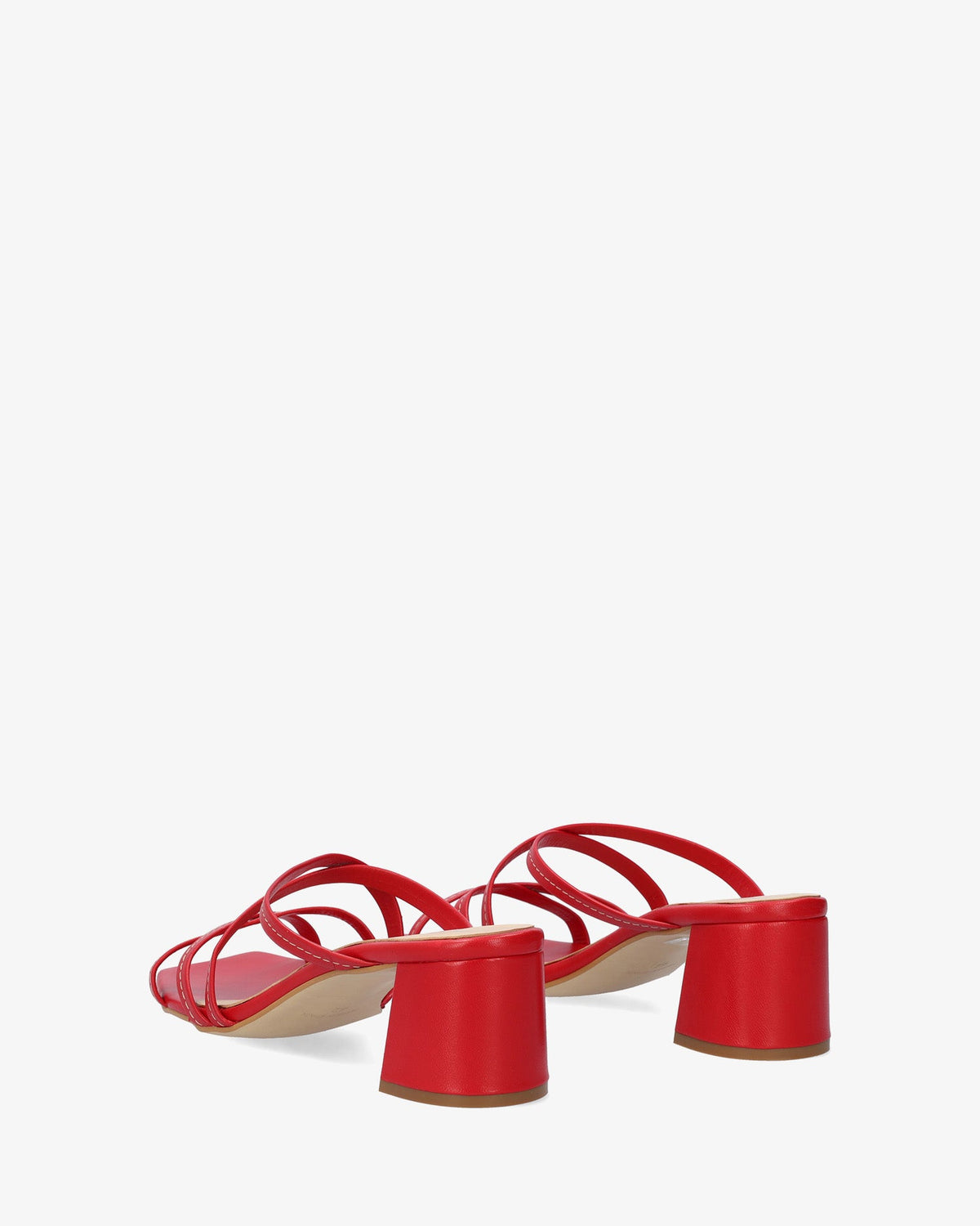 Red leather heeled sandal