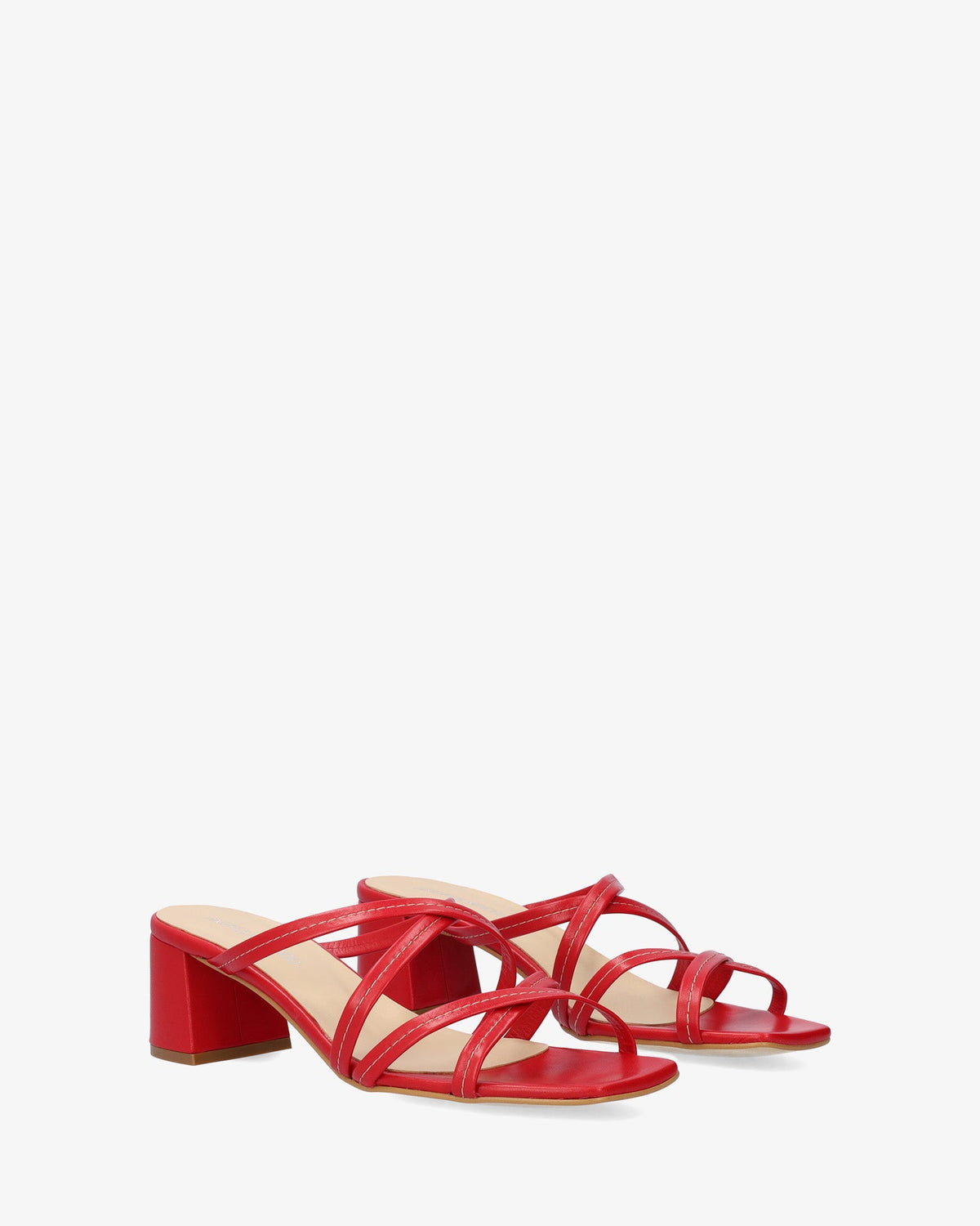 Red leather heeled sandal