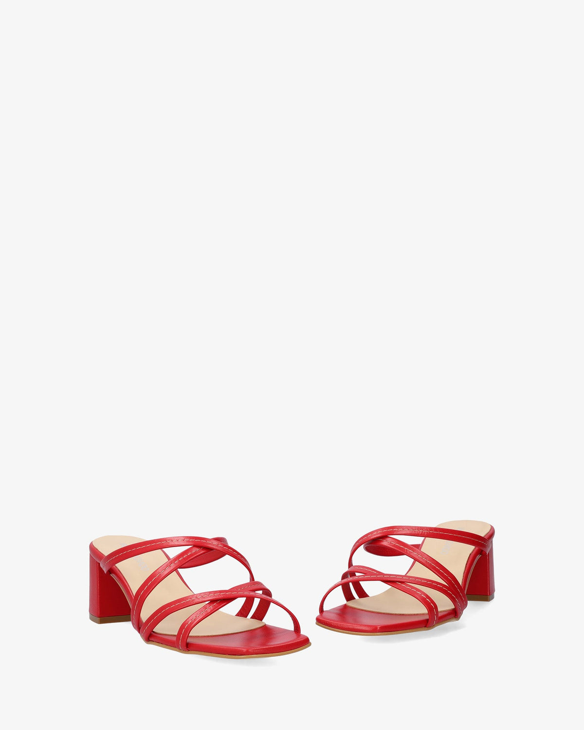 Red leather heeled sandal