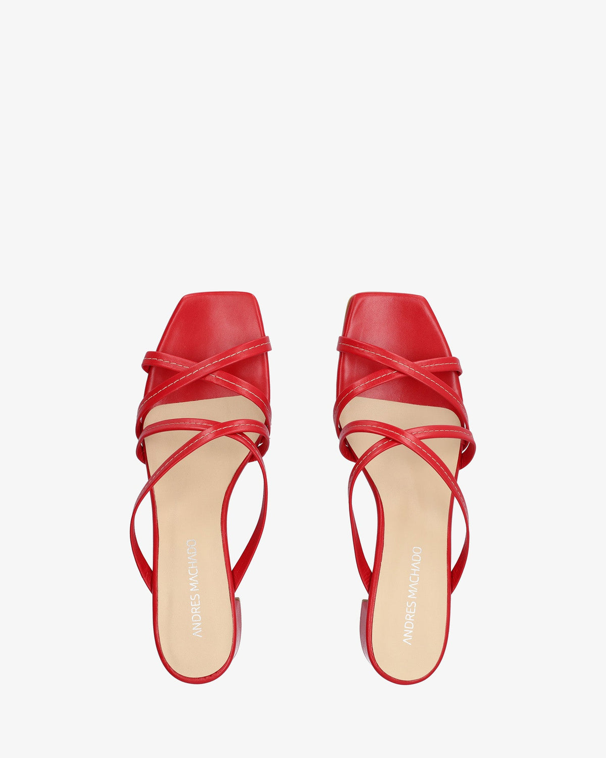 Red leather heeled sandal