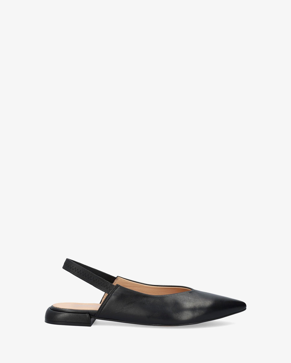 Black leather slingback flat