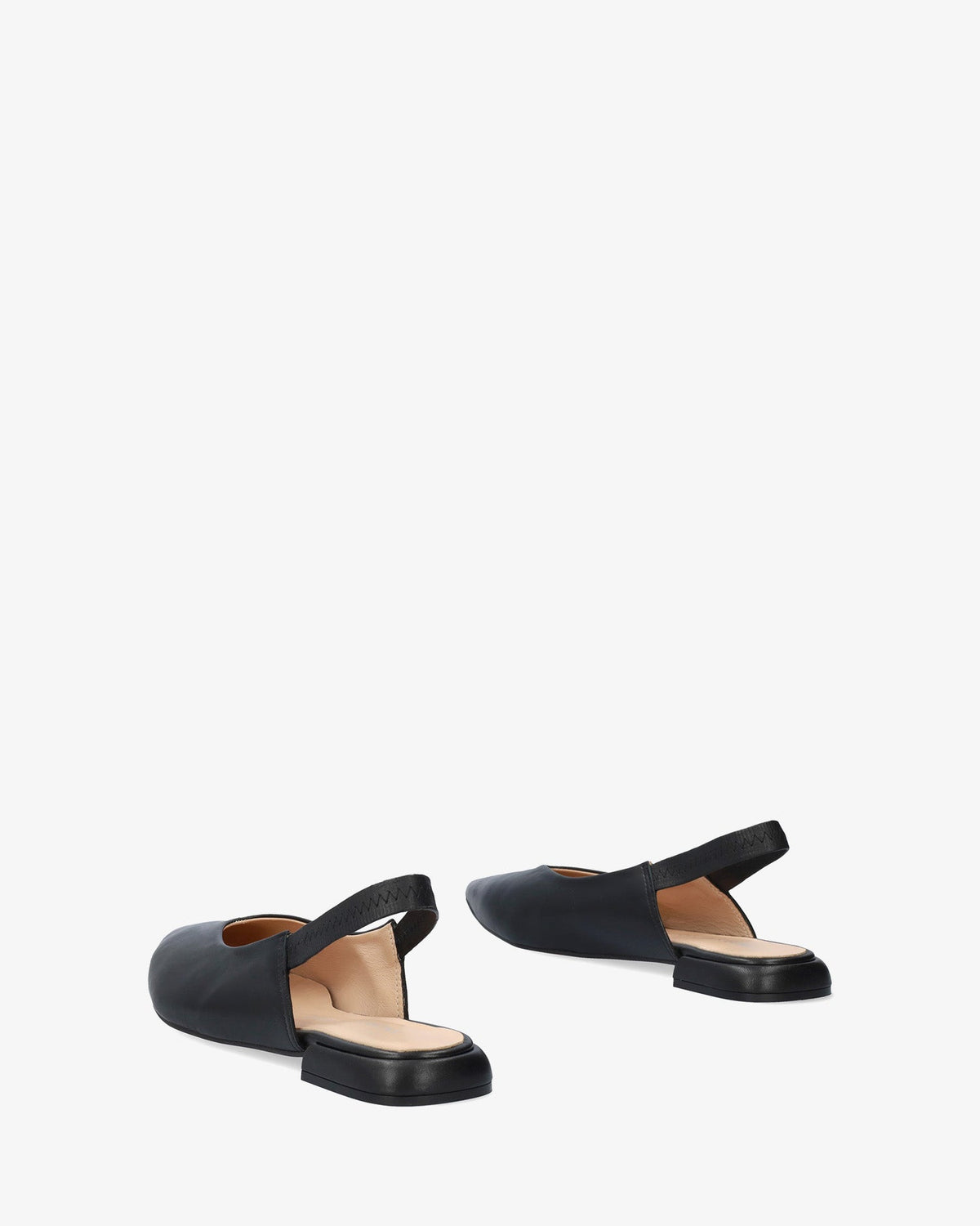 Black leather slingback flat