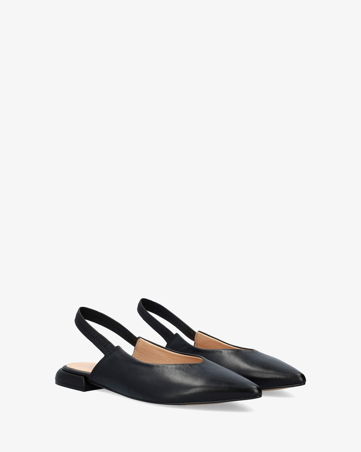 Black leather slingback flat
