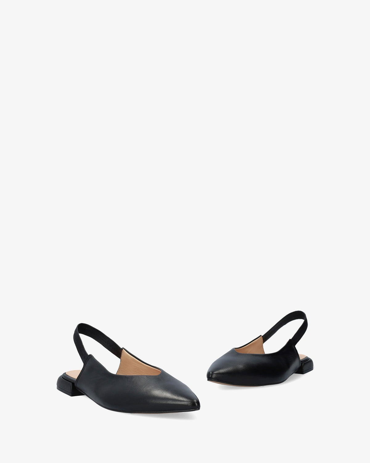 Black leather slingback flat
