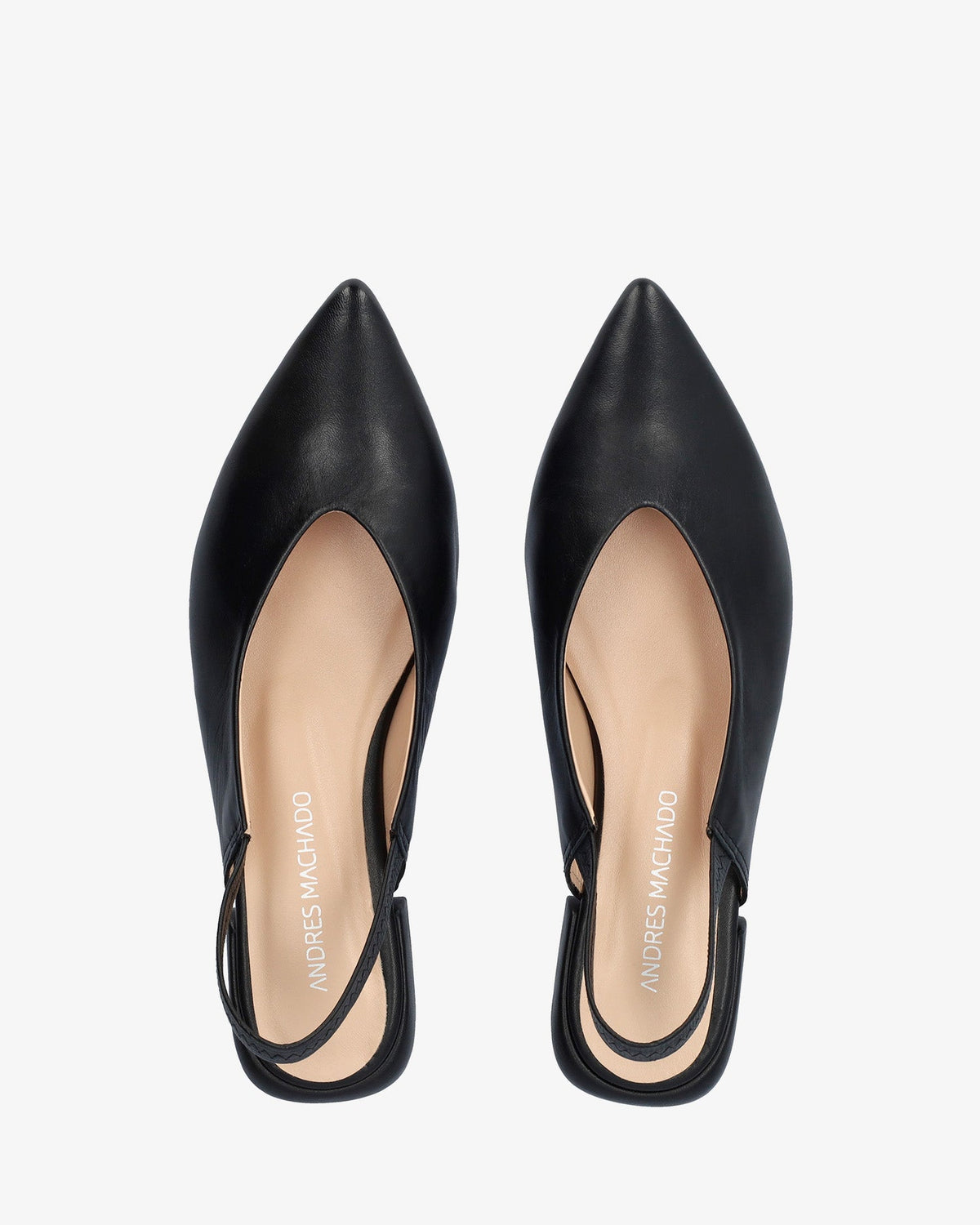 Black leather slingback flat