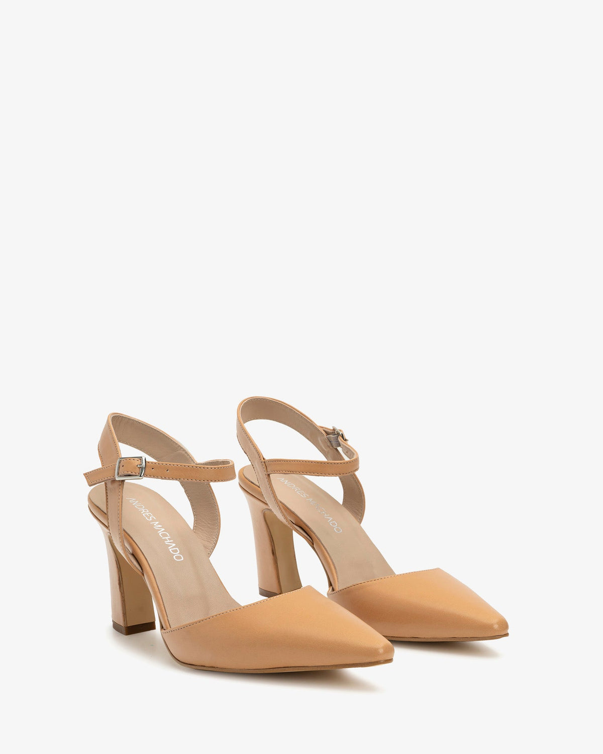 slingback heeled pump in nude leather