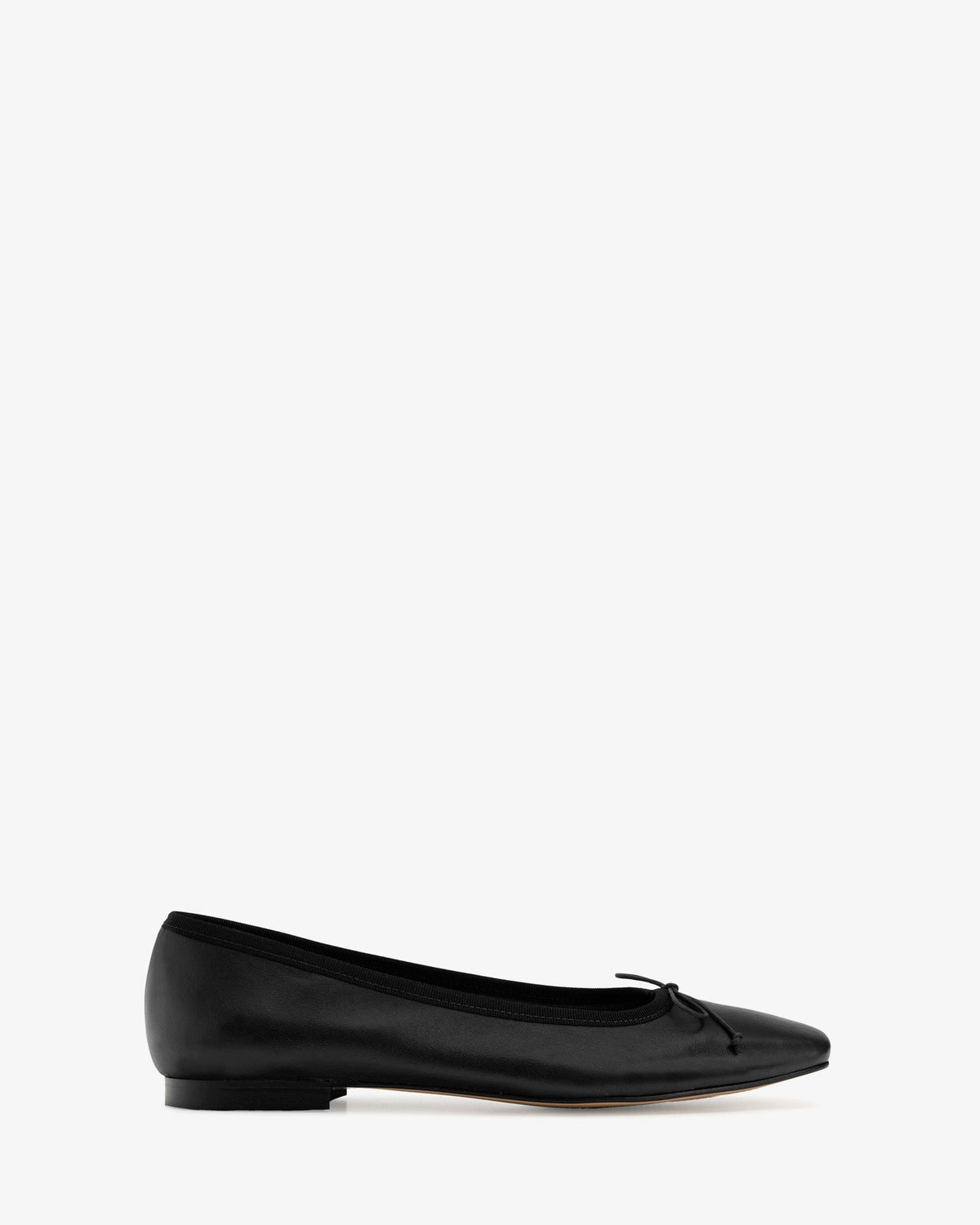 Black leather flat ballerina flat