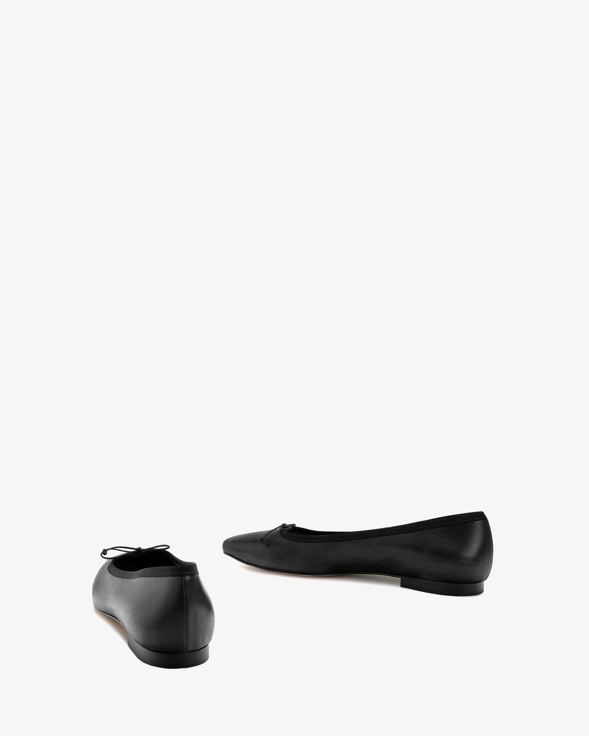 Black leather flat ballerina flat