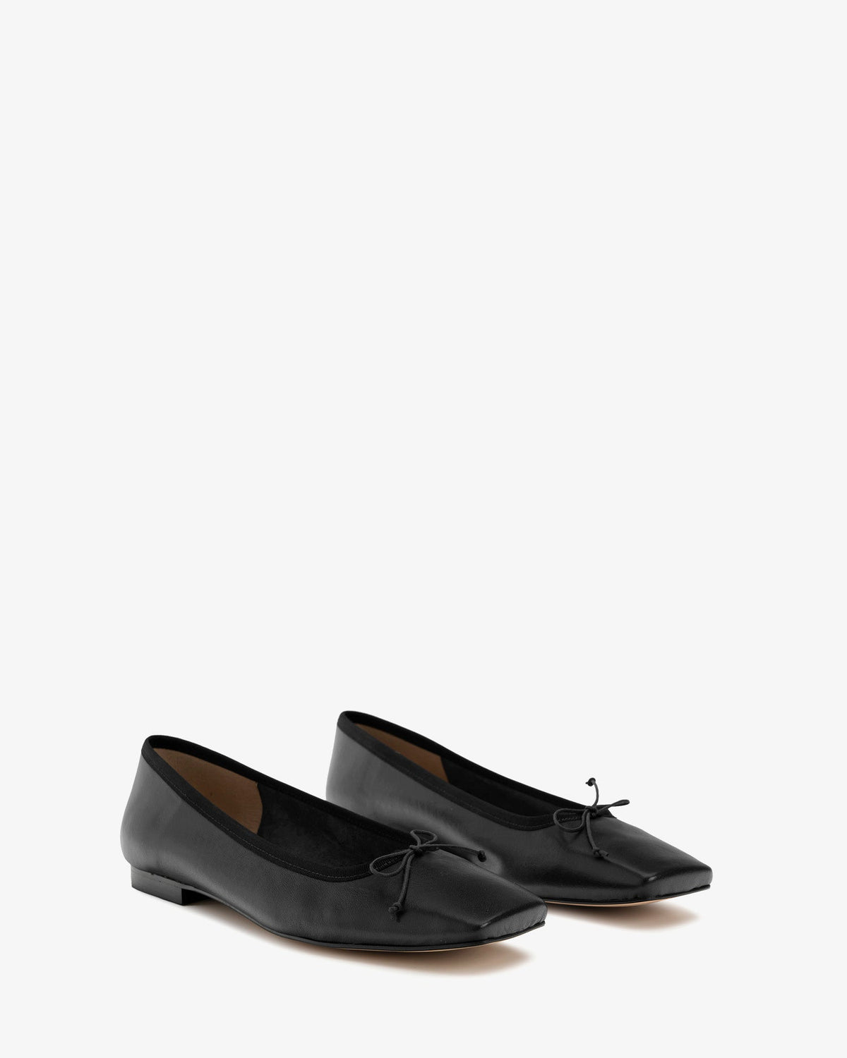Black leather flat ballerina flat