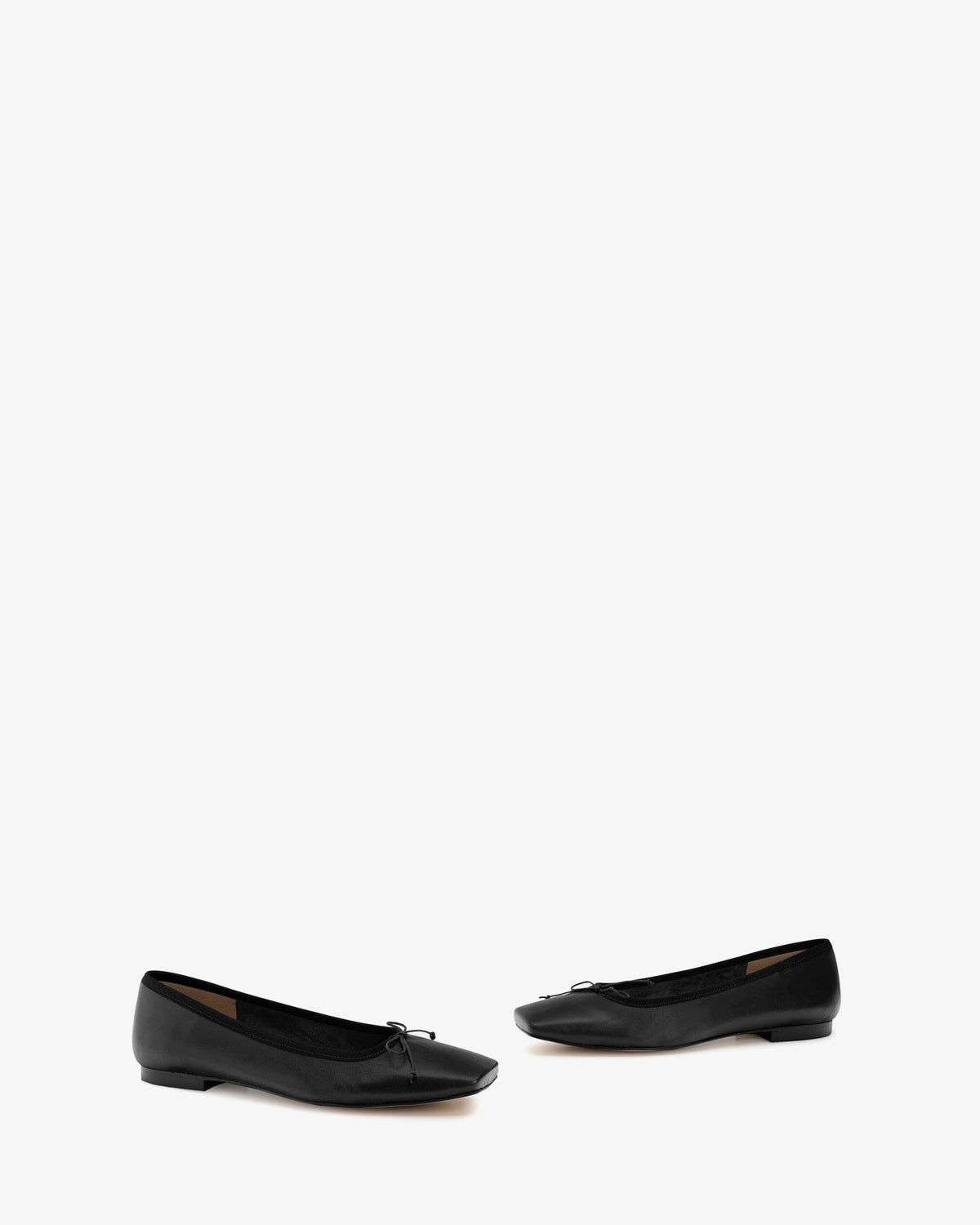 Black leather flat ballerina flat