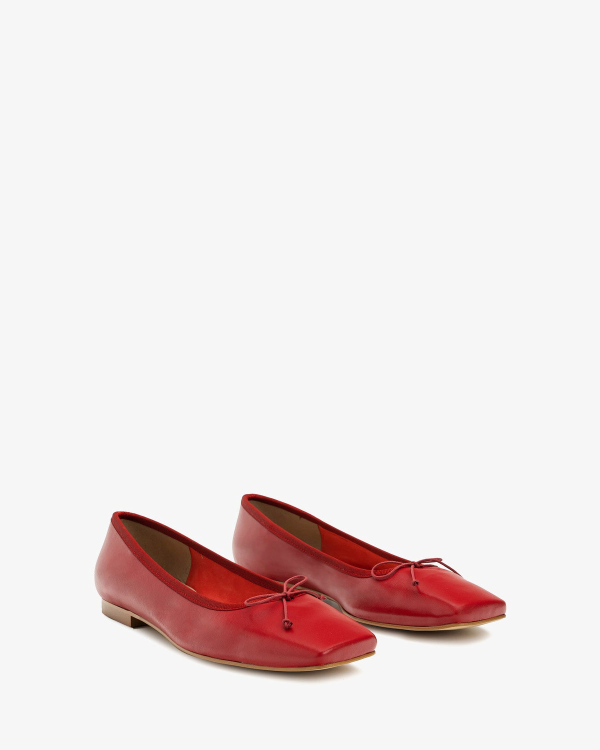 Red leather flat ballerina flat
