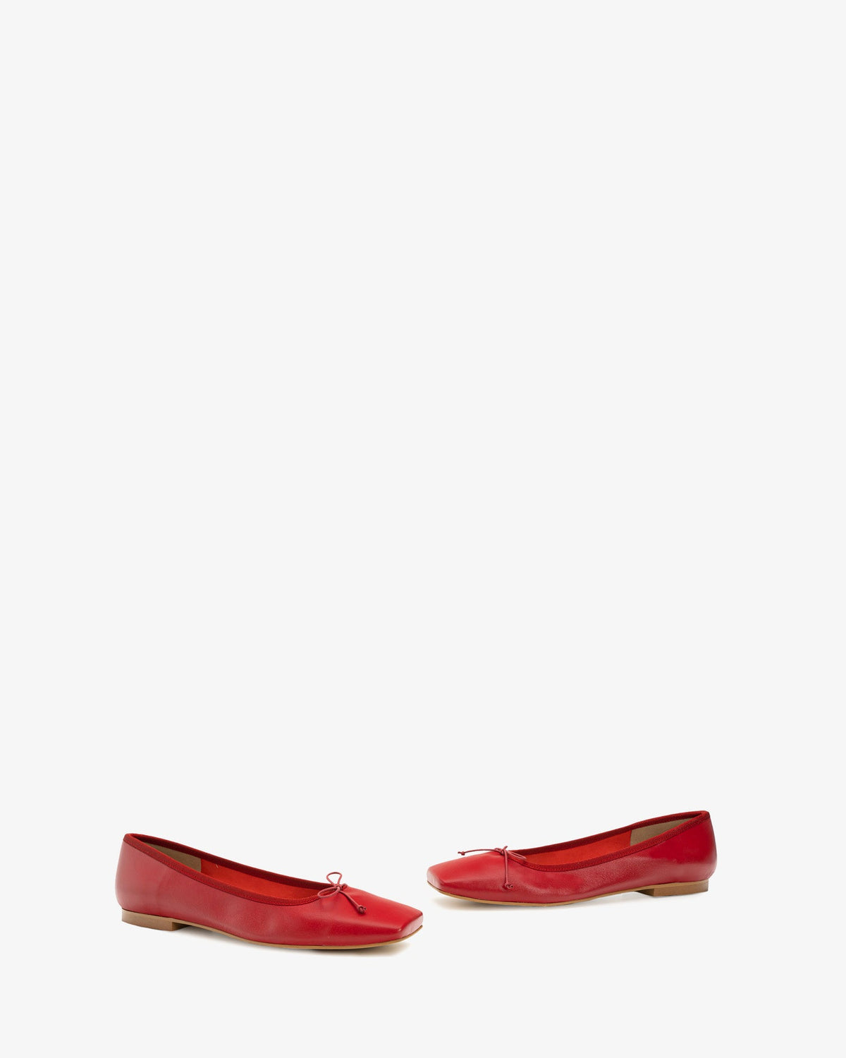 Red leather flat ballerina flat
