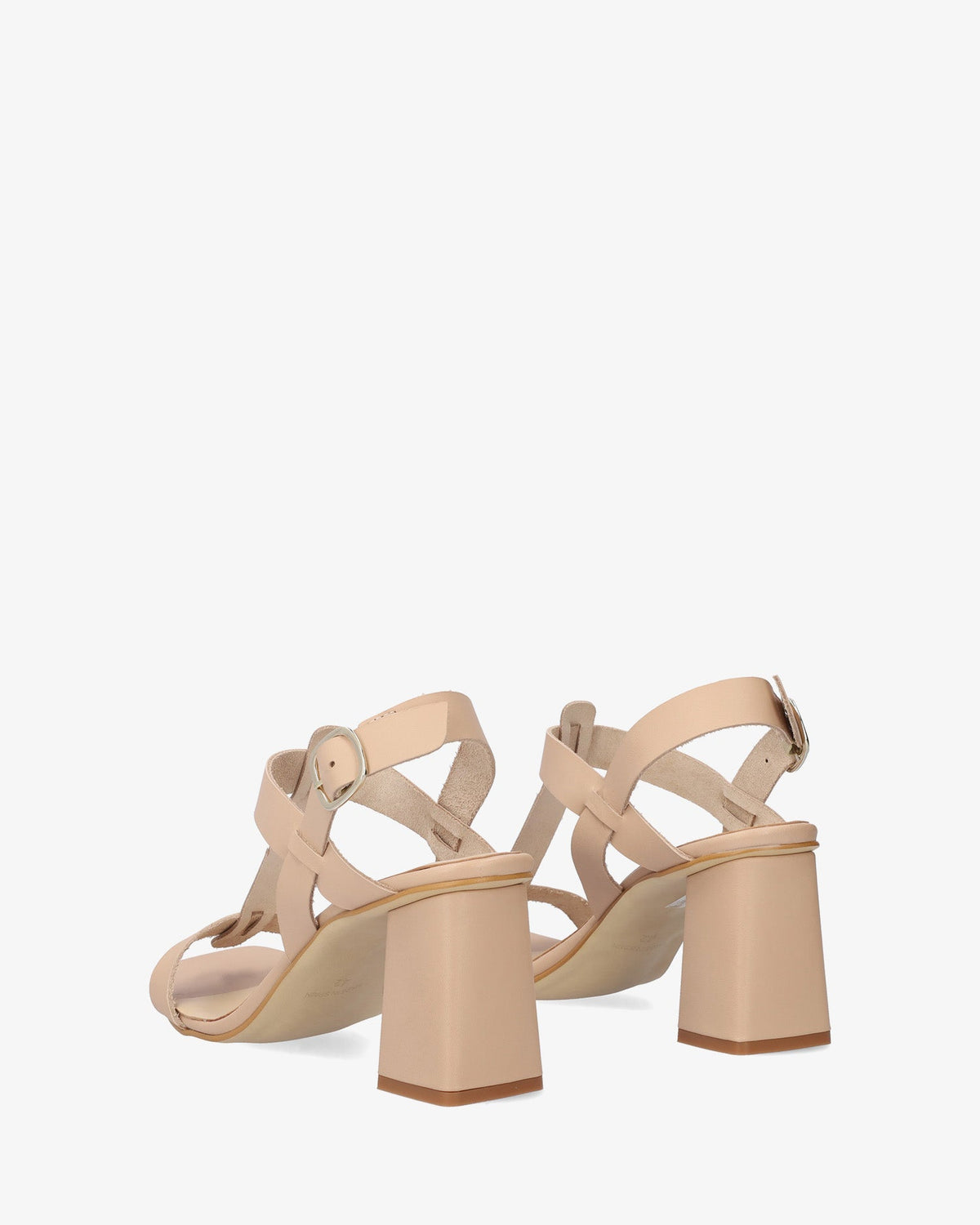 Heeled sandals in Sand Leather