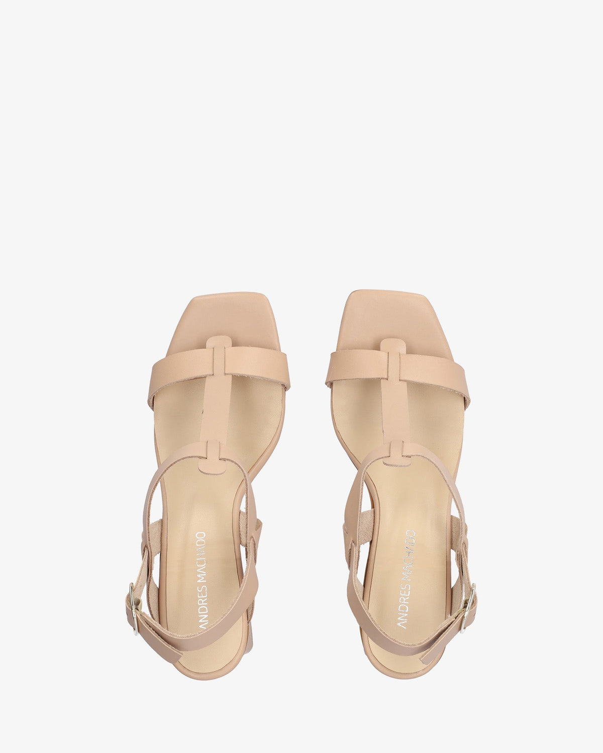 Heeled sandals in Sand Leather