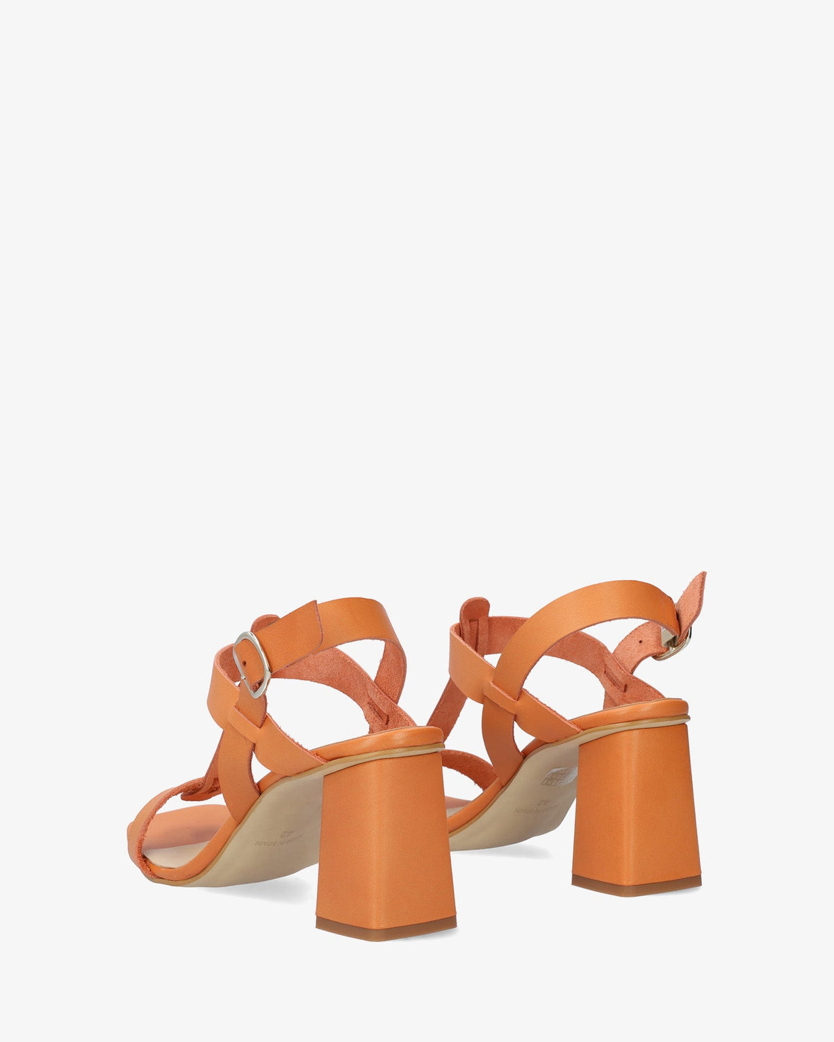 Orange leather heeled sandal