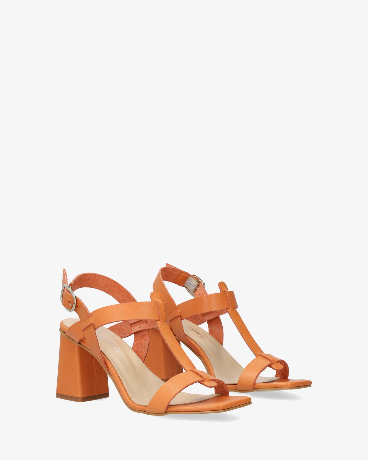 Orange leather heeled sandal