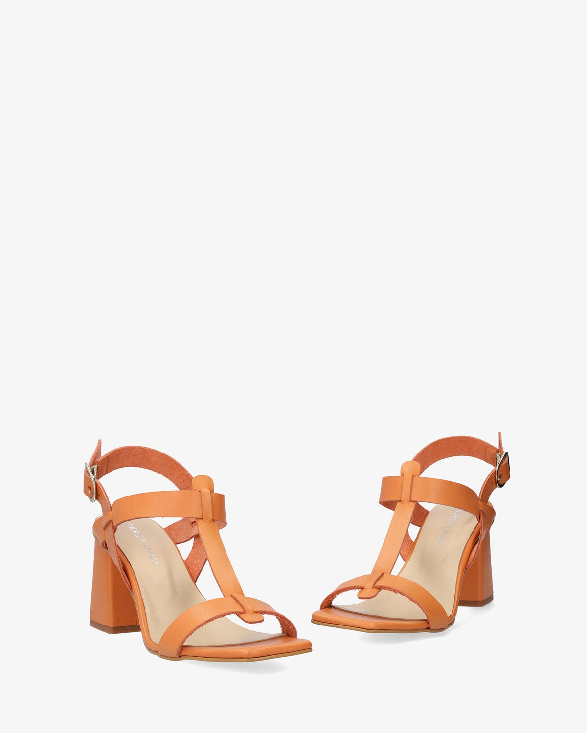 Orange leather heeled sandal