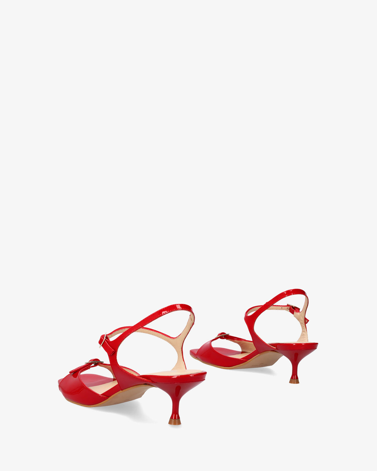 Red patent leather sandal with heel