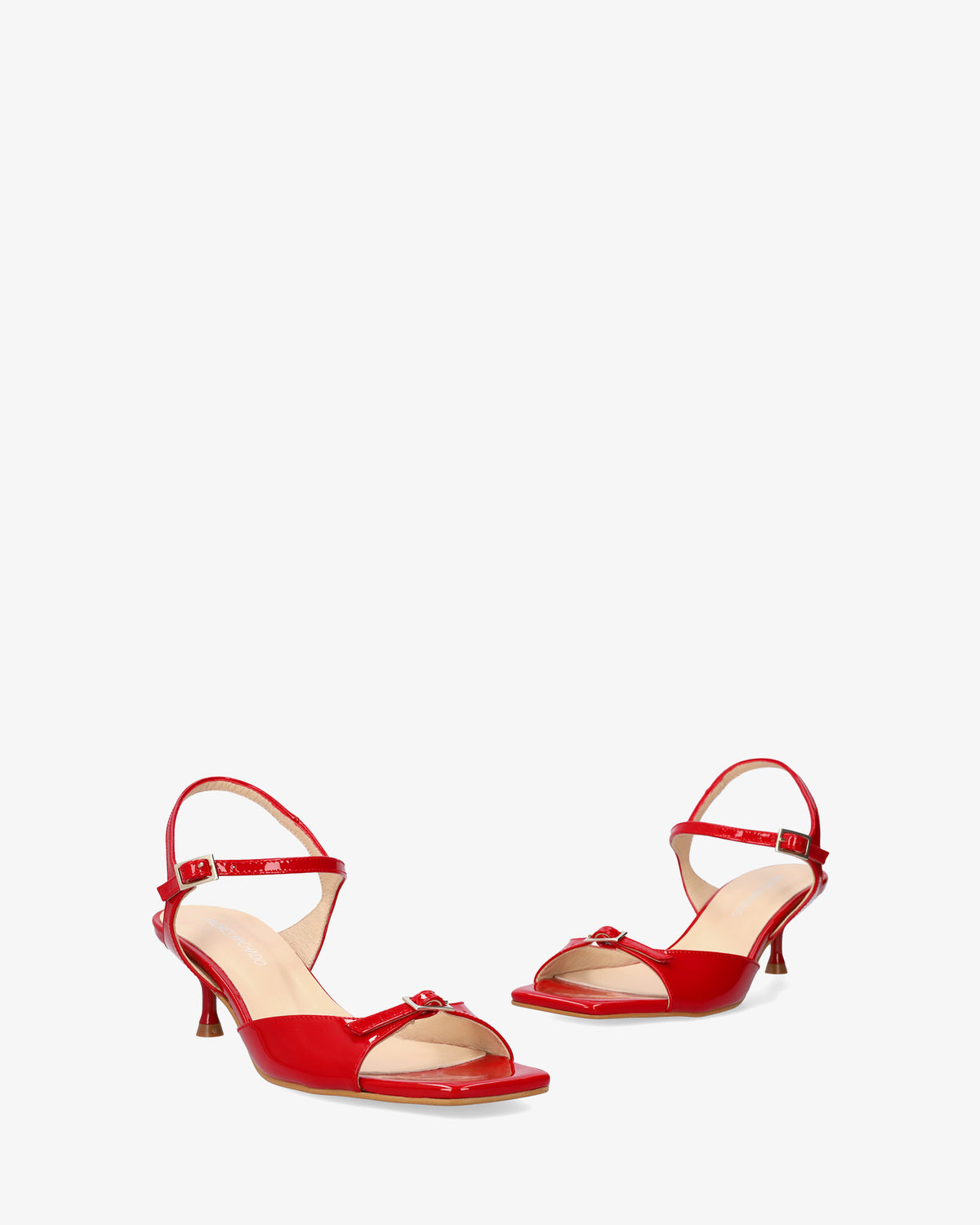 Red patent leather sandal with heel