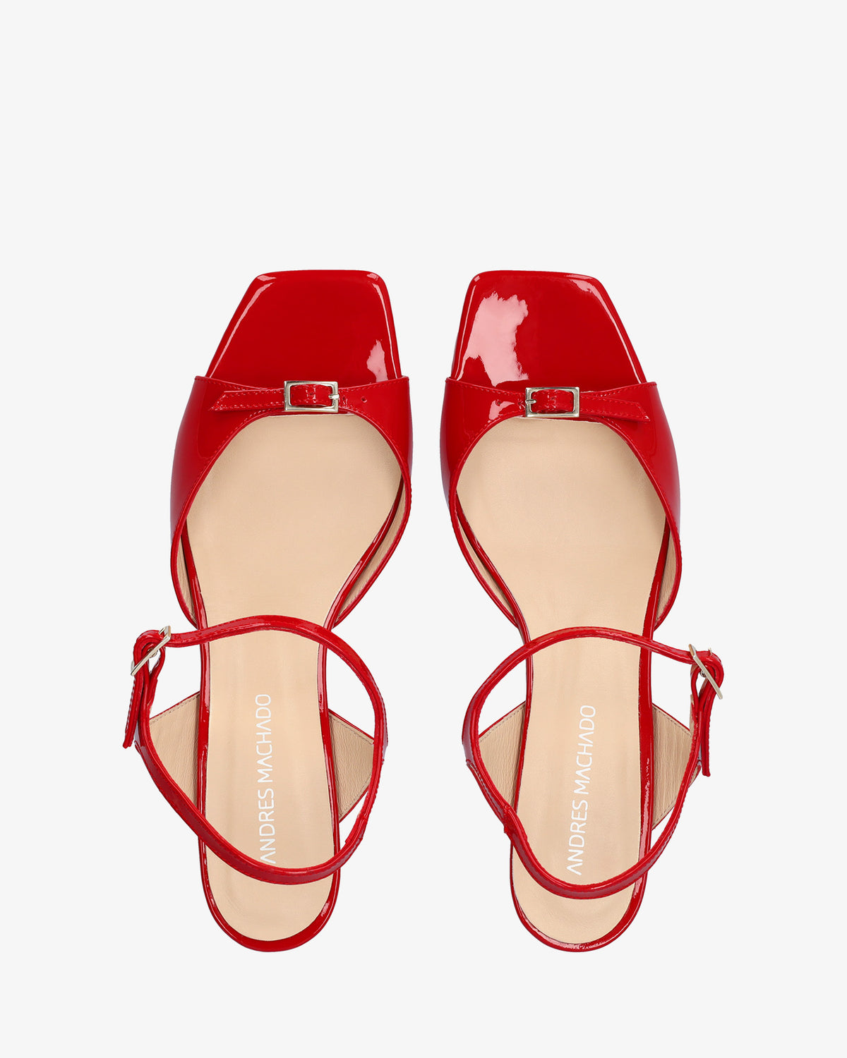 Red patent leather sandal with heel