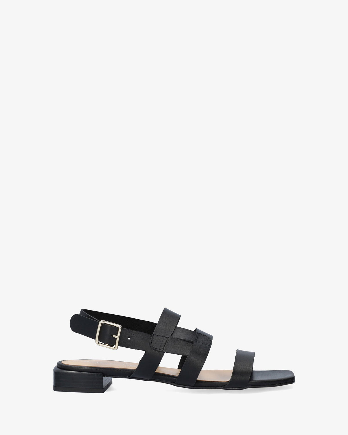 Sandalia plana en piel negro