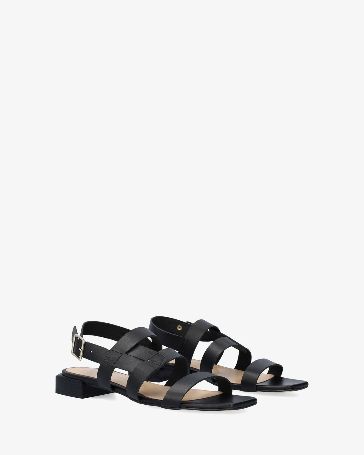 Sandalia plana en piel negro