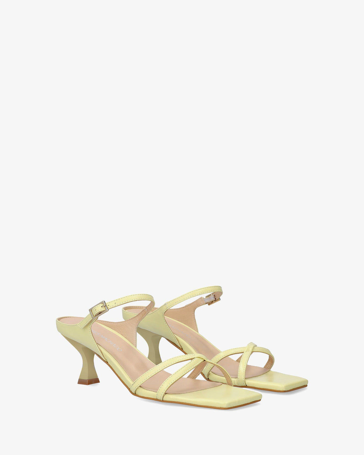 Yellow leather heeled sandal