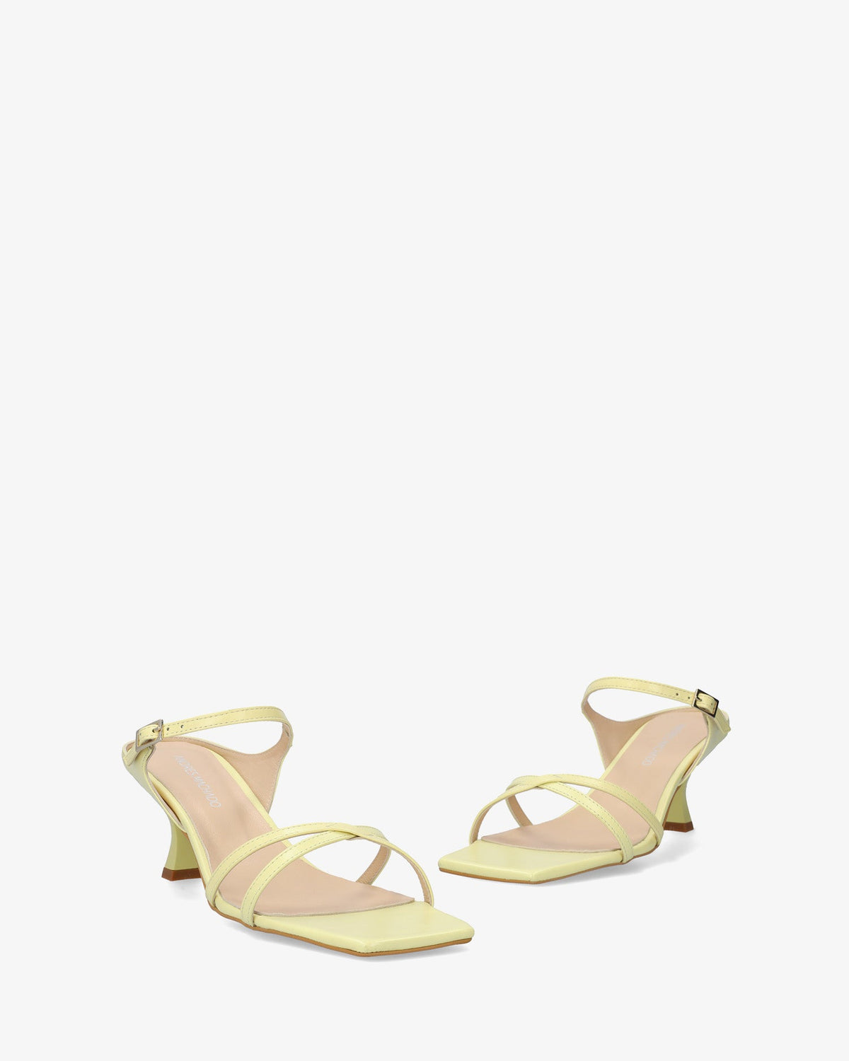 Yellow leather heeled sandal