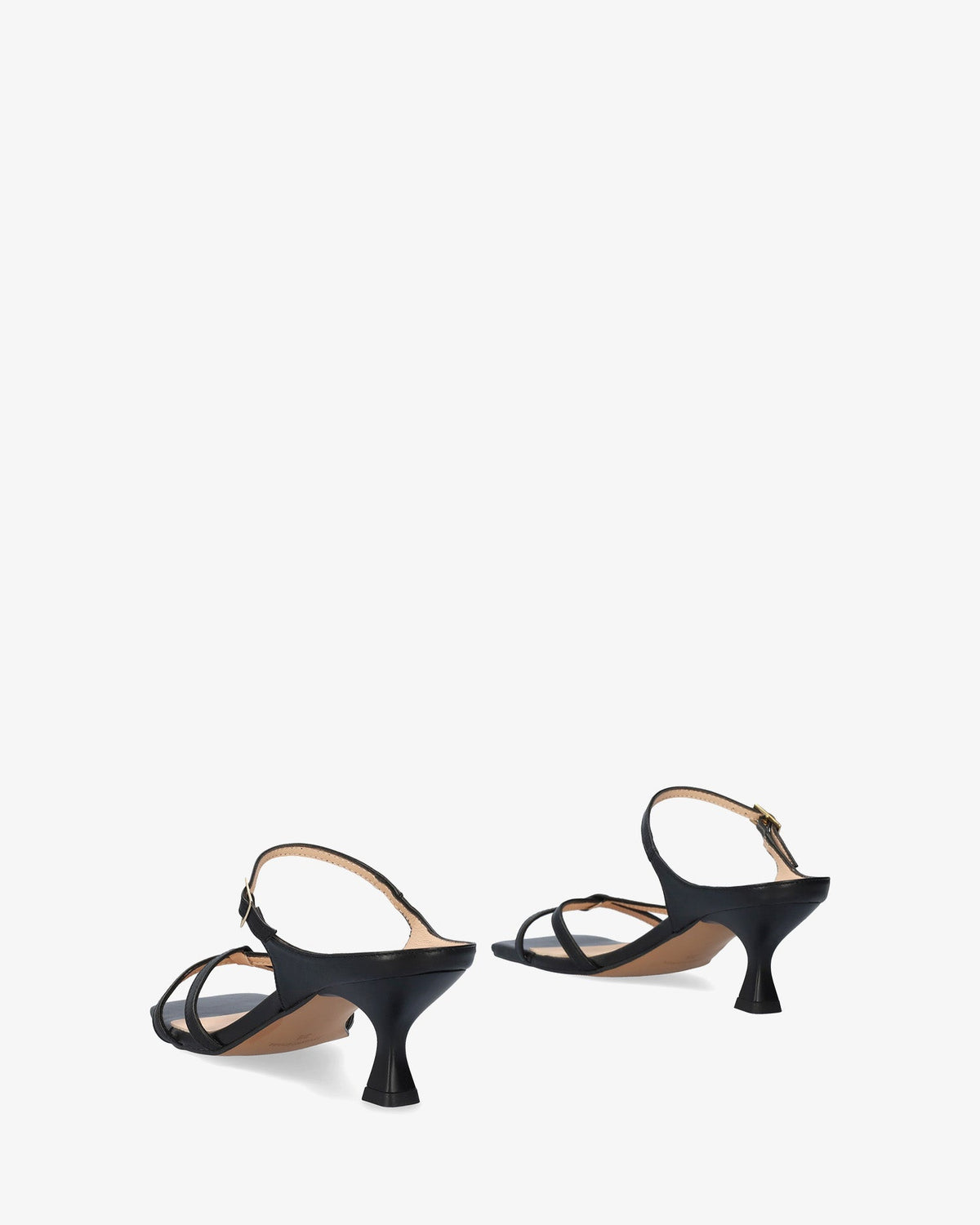 Black leather heeled sandal