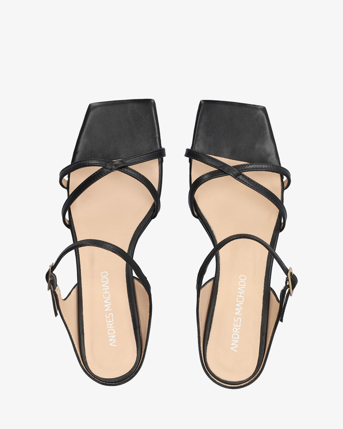 Black leather heeled sandal