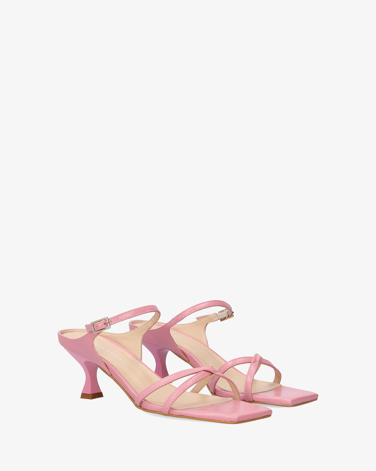 Pink leather heeled sandal