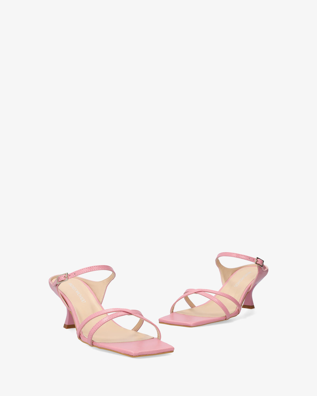 Pink leather heeled sandal