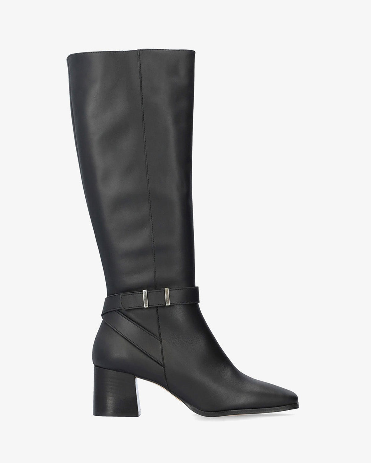 High boot in black leather
