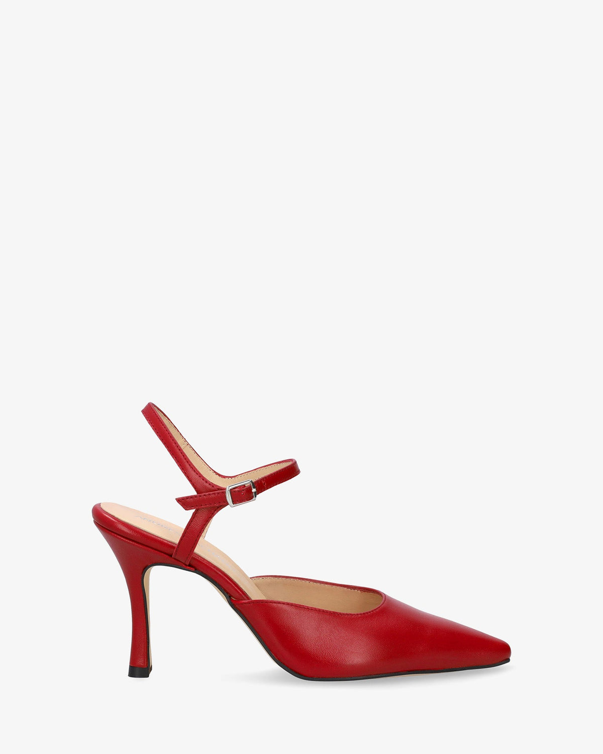 Red leather slingback pump