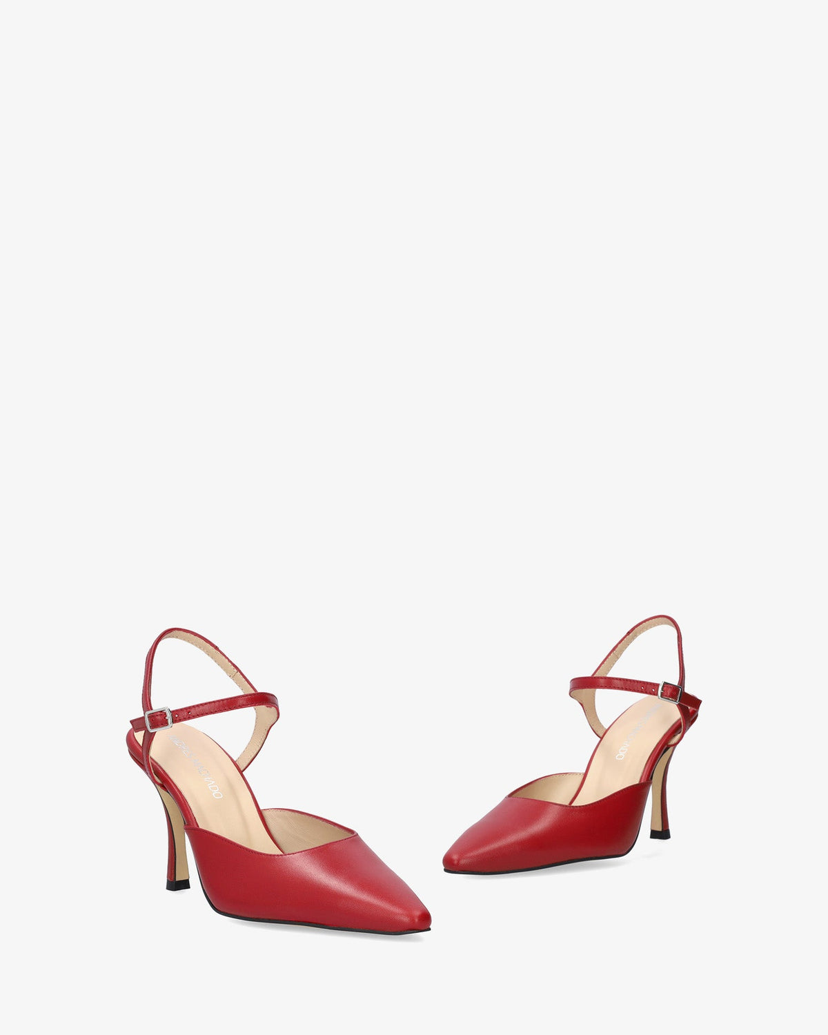 Red leather slingback pump