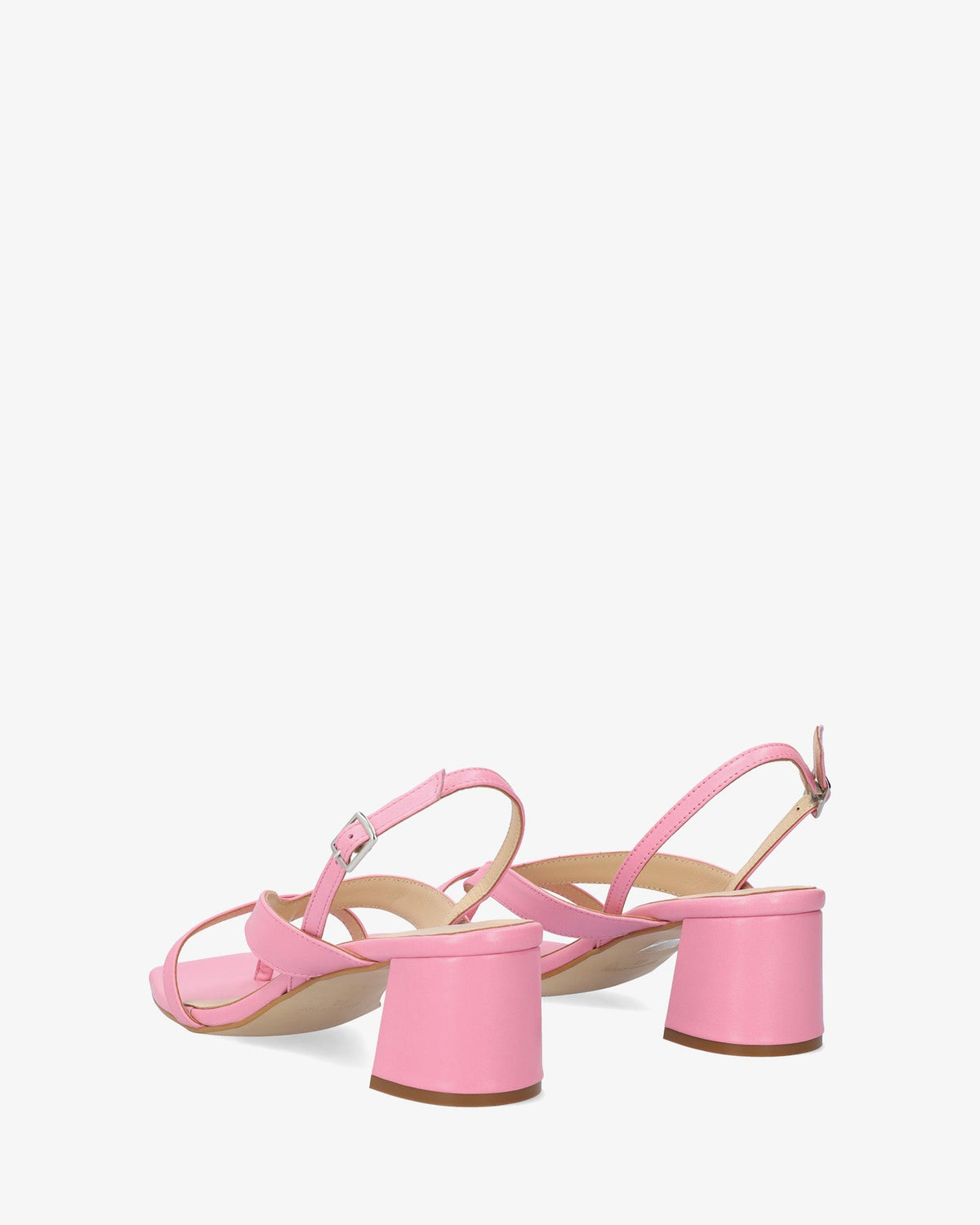 Pink leather heeled sandal