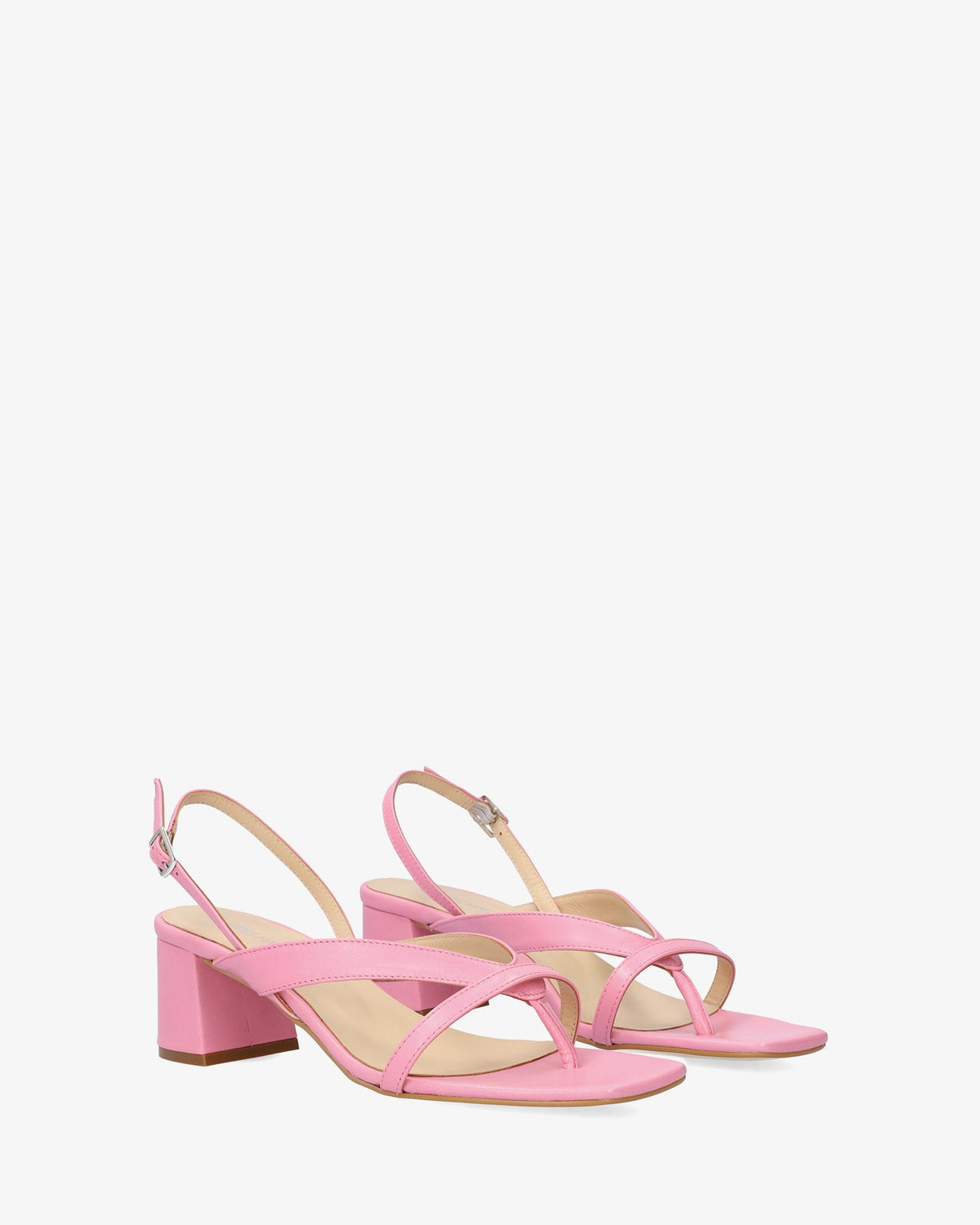 Pink leather heeled sandal