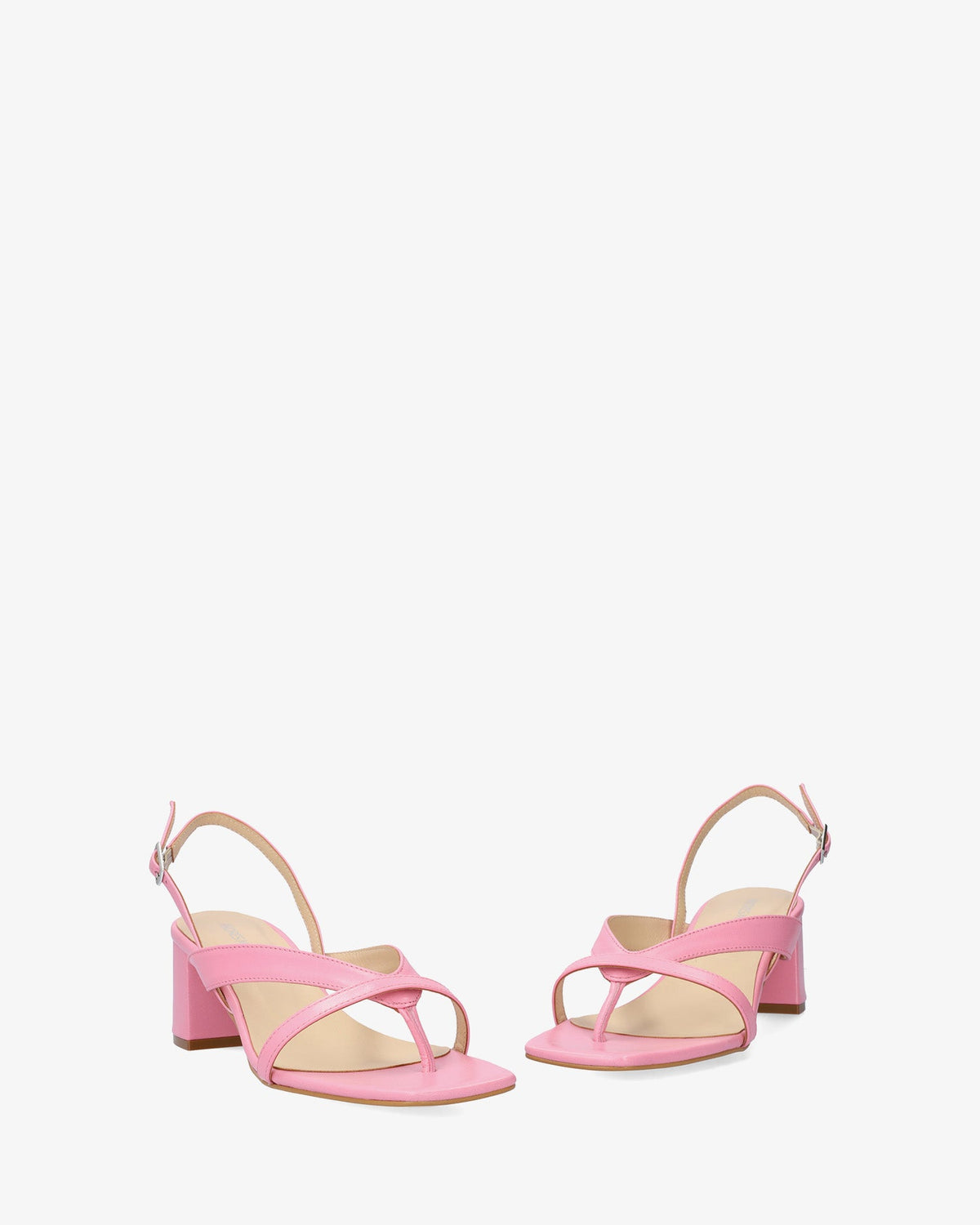 Pink leather heeled sandal