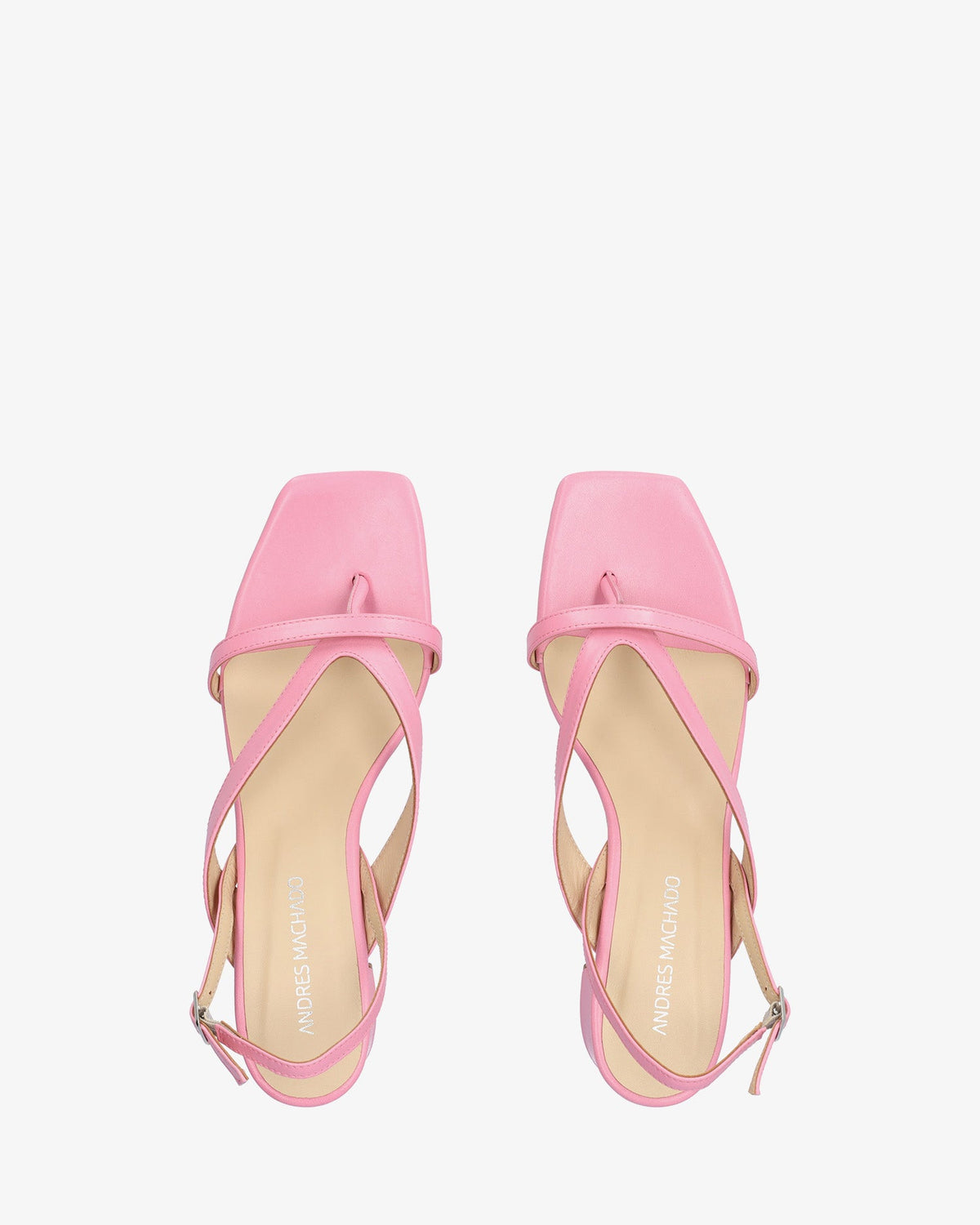 Pink leather heeled sandal